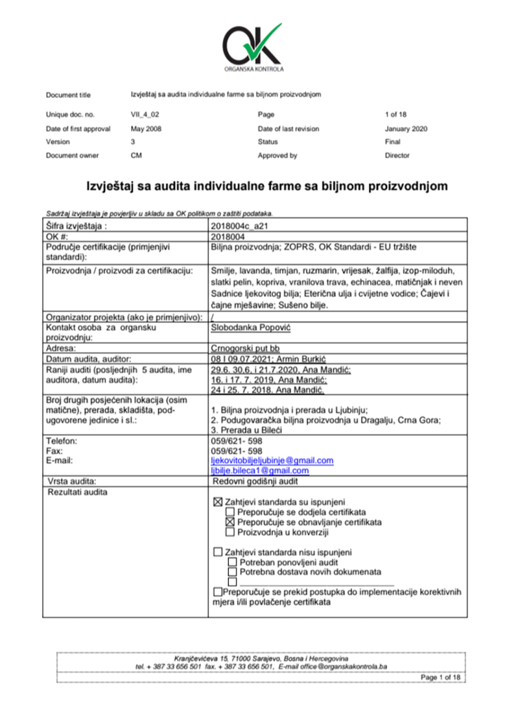 Certifikat o organskoj proizvodnji 6